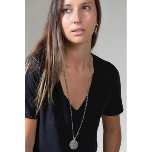 Колье Ciclon, Giselle, с монетой, металл, CN-245809 серебристый фото 2